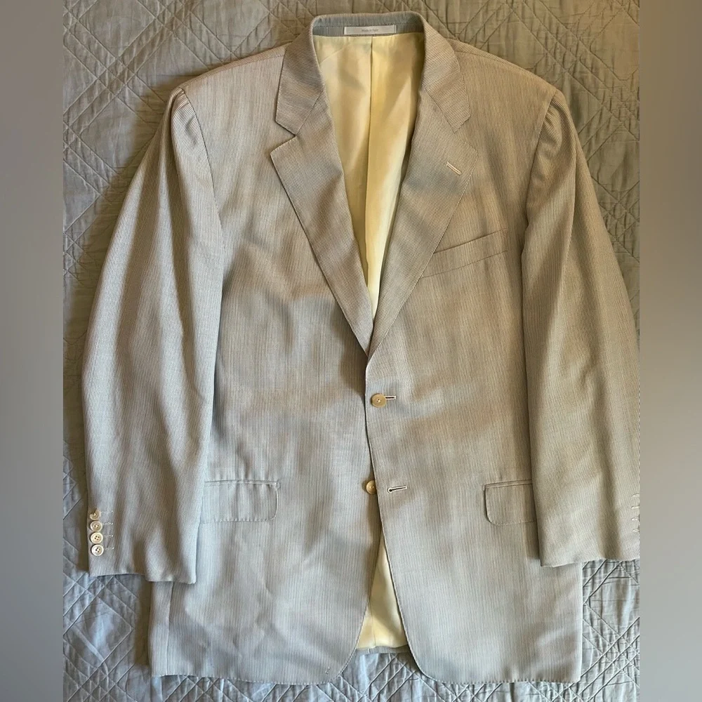 Ermenegildo Zegna Made in Italy‎ Vintage Subtle Fine Stripe Travel Jacket 44 R